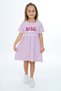 Girl's Printed Relax Fit Crew Neck Short Sleeve Striped Dress