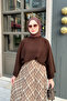 Women's Sewing Detail Ethnic Pattern Elastic Waist Chiffon Maxi Skirt Oil Green - 5