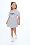 Girl's Printed Relax Fit Crew Neck Short Sleeve Striped Dress - 3