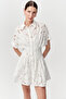 Short Sleeve Hollow Out Shirt Collar Slim Fit Mini Dress