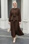 Brown Suit with Pleated Skirt - 2