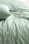 Double Cotton - Satin 210 Tc (83 Thread) Striped Duvet Cover Set Green - 4