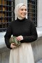Braided Black Turtleneck Knit Sweater