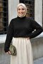 Braided Black Turtleneck Knit Sweater - 2