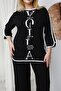Large Size Stone Detailed Suit with Piping Detail - 8