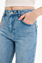 E4269Axnm39 Blue 90's Wide Leg High Waist Long Jeans Washed Trousers - 4