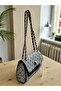 Elegant Modern Flap Messenger Bag Women's Gray Dotted Bag - 2