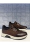 Ay 603 Brown Genuine Leather Orthopedic Rubber Laced Casual Sports Shoes