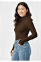 Women's Brown Finger Detailed Bodysuit