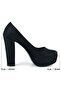 Lina Plus Black Satin Round Toe Thick Platform Heeled Evening Dress Shoes - 5