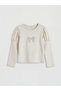 Beige stone embellished girl's blouse and shorts skirt set - 2