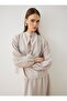 Wrinkle Effect Blouse & Skirt Two-Piece Set with Tie-Back Collar Detail - Stone - - Exclusive