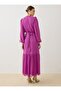 Chiffon Fabric Waist-Tied Hijab Dress - Fuchsia - - 5