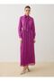 Chiffon Fabric Hijab Dress with Tie Detail at the Collar - Fuchsia - - 3