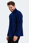 Comfortable Fleece Hooded Navy Blue Men's Sweatshirt Suitable for Daily Use Sweatshirt Navy Blue - 4