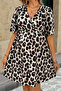 Women's Short Sleeve Double Breasted Collar Back Ribbon Detailed Mini Dress - 2