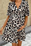 Women's Short Sleeve Double Breasted Collar Back Ribbon Detailed Mini Dress - 3