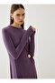 Sandy Fabric Draped Detailed Buckle Hijab Dress - Lilac - - 4