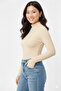 Women's Beige Color Finger Detailed Bodysuit
