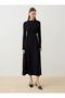 Sandy Fabric Draped Detailed Buckle Hijab Dress - Black - - 2
