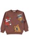 Boy's Tili Raccoon Bear Printed Sweatshirt Km |   Interlock |   School Nursery and Daily Use - Brown