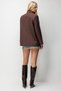 4809 Women's Scarf Detailed Linen Textured Blazer Jacket Brown - 7