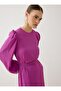 Chiffon Fabric Waist-Tied Hijab Dress - Fuchsia - - 4