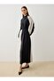 Modal Fabric Contrast Color Detail Hijab Dress - Black Stone - Black - - 3