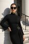 Women's Spanish Sleeve Draped Ornamental Buckle Mini Dress - 2