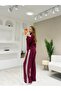 Textured Modal V-Neck Garnished Zipper Suit - 4