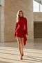 Women's Spanish Sleeve Draped Ornamental Buckle Mini Dress