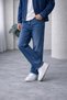 Men's Navy Blue Color Baggy Fit Loose Cut Denim Baggy Jeans Trousers - 4