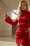 Women's Spanish Sleeve Draped Ornamental Buckle Mini Dress - 4