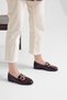Women's Brown Leather Loafers with Buckle Detail, Comfortable Daily Flats - 3
