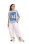 Girls St. Tropez France Graphic Embellished T-Shirt (Light Blue- relaxed Fit) - 3