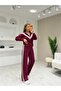 Textured Modal V-Neck Garnished Zipper Suit - 3