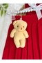 Red Pompom Sweater and Teddy Bear Knitwear Skirt Set with Bag - 5