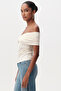 Off-The-Shoulder Slim Fit Knitted Blouse with Metal Buckle - 4