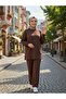 Women's Islamic Clothing Crew Neck Tunic with Side Slits Top and Bottom Set - 3