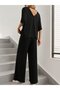 Women's Short Sleeve V-Neck Viscose Blouse and Trousers Two-Piece Set - 4