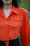 Double Pocket Detailed Crop Women's Shirt - 2