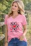 Women's V-Neck T-Shirt Comfortable Fit Love Wi̇ns Printed Casual T-Shirt
