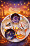 طقم تقديم بتصميم رمضان مكون من 6 قطع مع صينية ووعاء للوجبات الخفيفة |   طقم تقديم طعام رمضان - 5