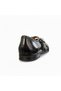 Black Patent Leather Women's Daily Stylish and Comfortable Ballerinas with Cross Elastic Buckle - 4