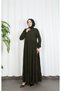 Long Robe with Zipper Front and Layered Flounces Haki̇ Hnt7028 - 3