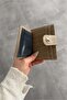 Crocodile Patterned Mink Velina Minimal Wallet with Mink Keychain and Card Holder Detail - 5