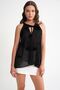 Mixray V-Neck Lace-Up Flounce Blouse