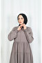 Long Robe with Front Zipper and Layered Flounces Stone Hnt7028 - 6