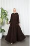 Long Ferace with Zipper on the Front and Layered Flounces in Bitter Brown Hnt7028