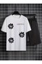 Urban Flower Printed Unisex Modern Street Collection Oversize T-Shirt & Shorts Combination